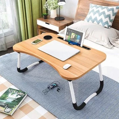 Wooden Laptop Table Foldable Portable Desk for Study Work
