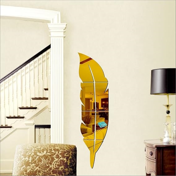 3D Acrylic Leaf Wall Mirror for Room Decoration