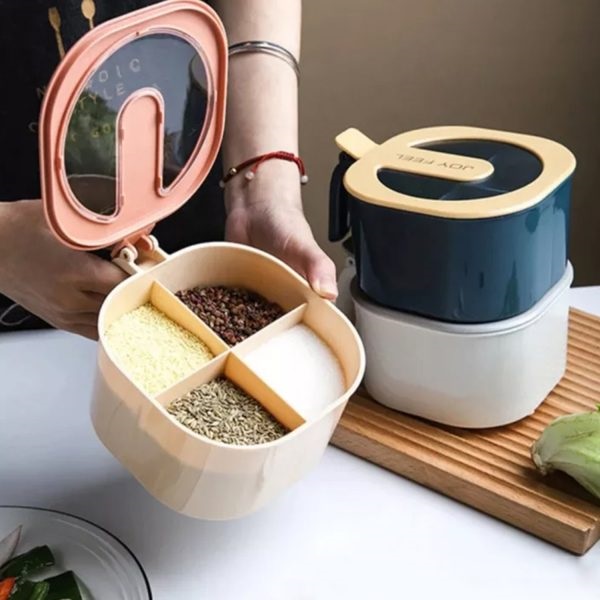 4 in 1 Spice Box for Kitchen Seasoning with Spoon – Random Color