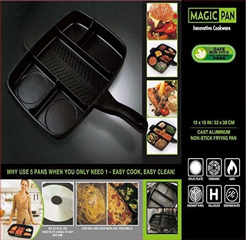 5-in-1 Frying Pan Non-Stick Multi-Section Skillet for Breakfast
