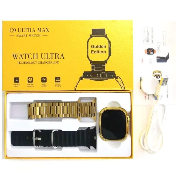 C9 Ultra Max Gold Smartwatch for Men with 2.1 Inch Display