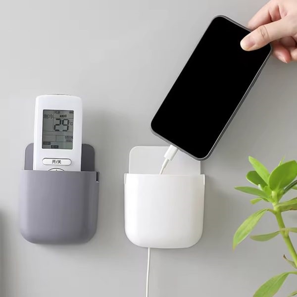 U-shaped wall mounted mobile and remote holder – multifunctional storage case for phones, remotes, toothbrushes – random color