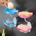 Wall Mounted Double Layer Lotus Flower Soap Holder – Random Color