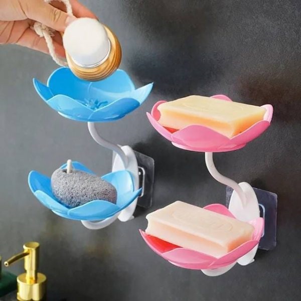 Wall Mounted Double Layer Lotus Flower Soap Holder – Random Color