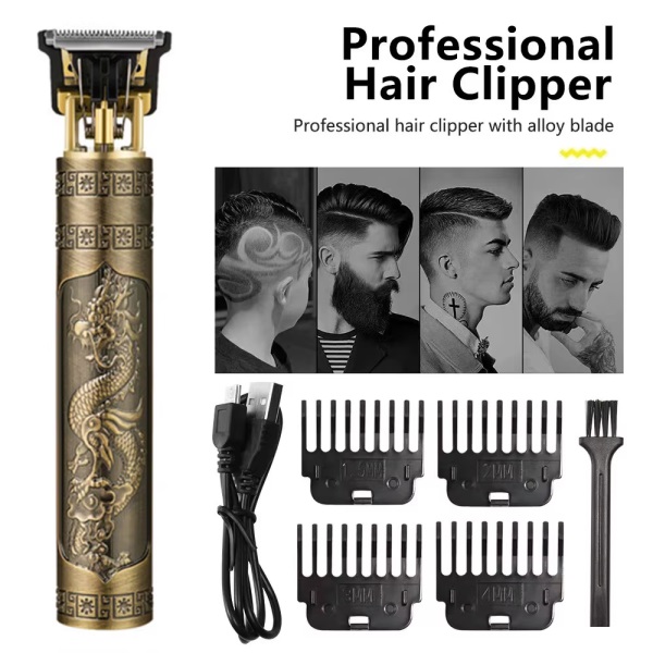 Rechargeable T9 Hair Trimmer for Men with Metal Body – Beard & Hair Cutting Machine