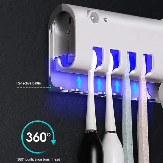 Smart Toothpaste Dispenser with UV light – wall-mounted, automatic and hygienic bathroom accessory in random color